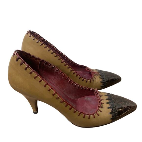 Vintage Prada Brown High Heel Pointy Toe Shoe sz 37 (6.5) - Picture 1 of 8
